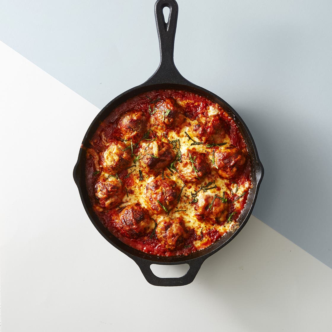 Doubly Cheesy Meatball Bake