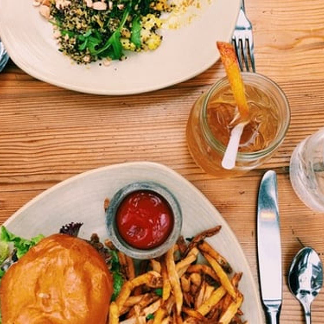 Black Bean and Quinoa Burger + Cajun Fries