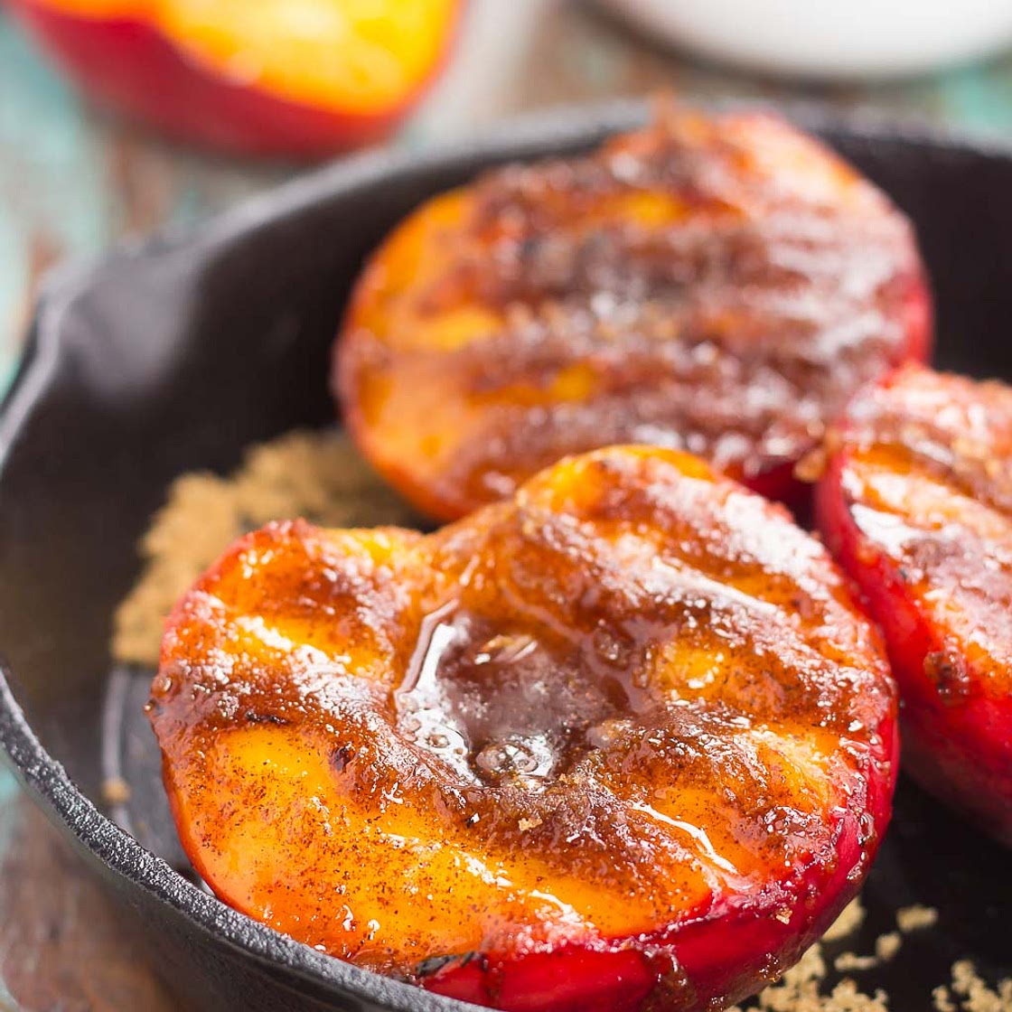 Grilled Peaches with Cinnamon and Brown Sugar