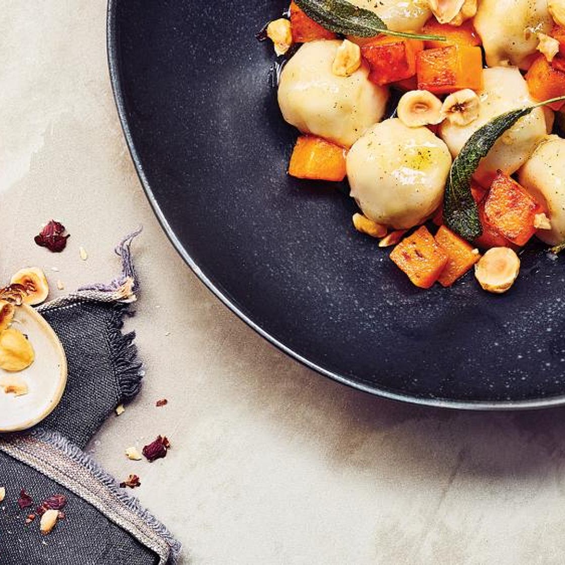Gnudis, courge Butternut au beurre et aux noisettes