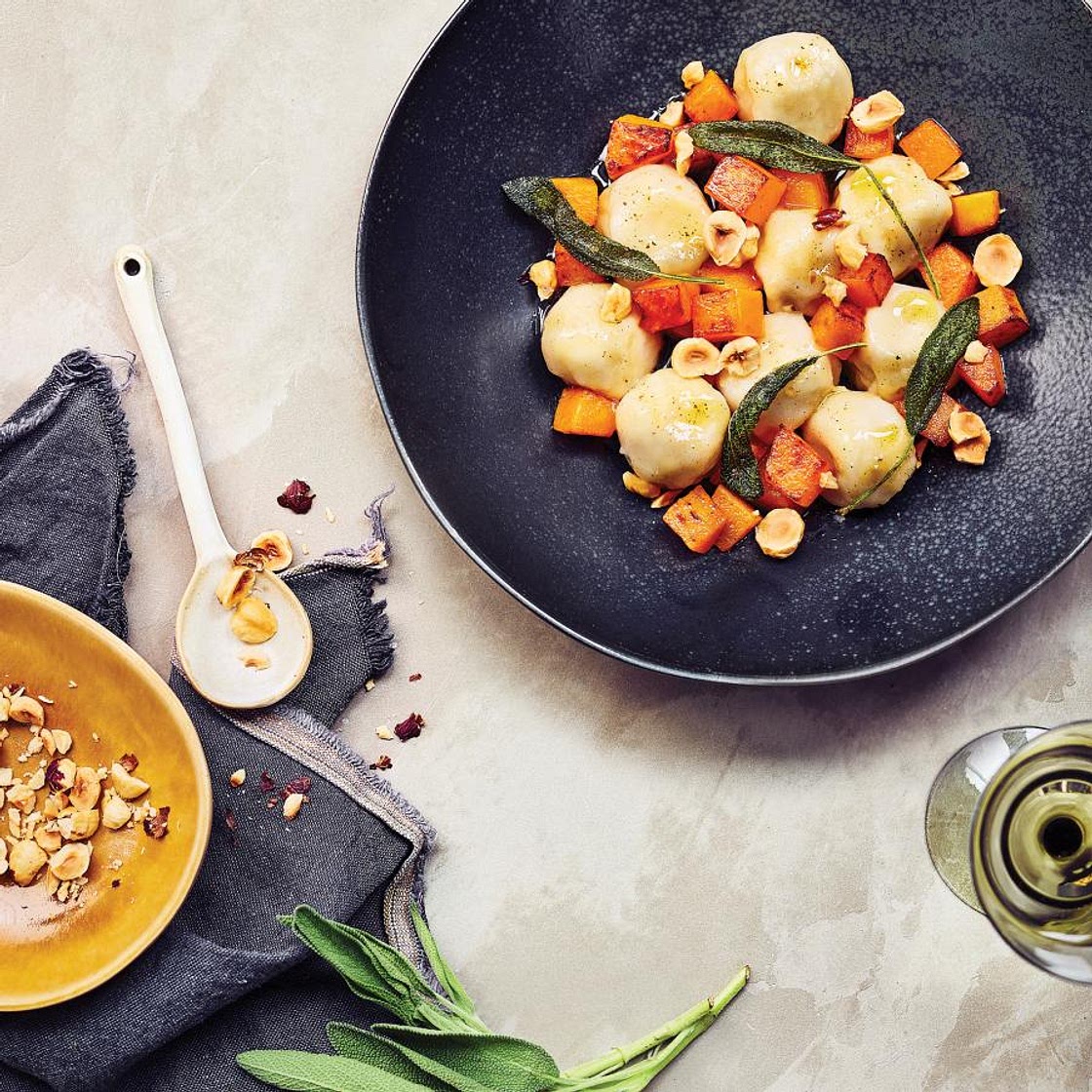 Gnudis, courge Butternut au beurre et aux noisettes