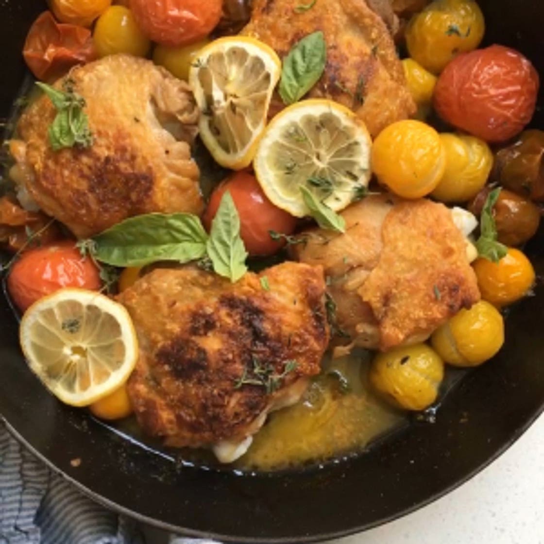 Roast Chicken Thighs with Cherry Tomatoes
