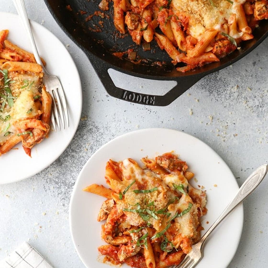 Chicken Parmesan Pasta Skillet