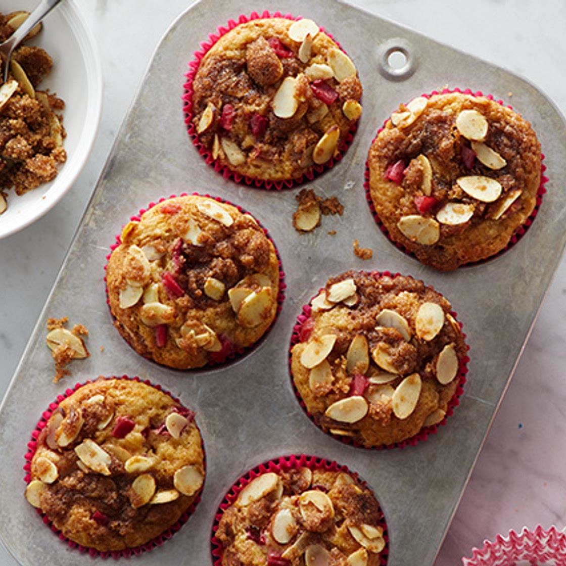 Rhubarb Muffins with Almond Streusel
