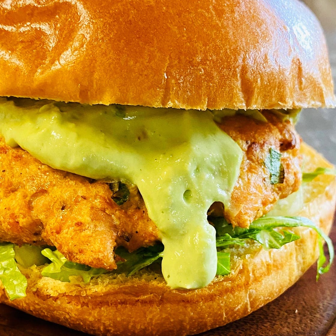 Salmon Burgers with Avocado Yogurt