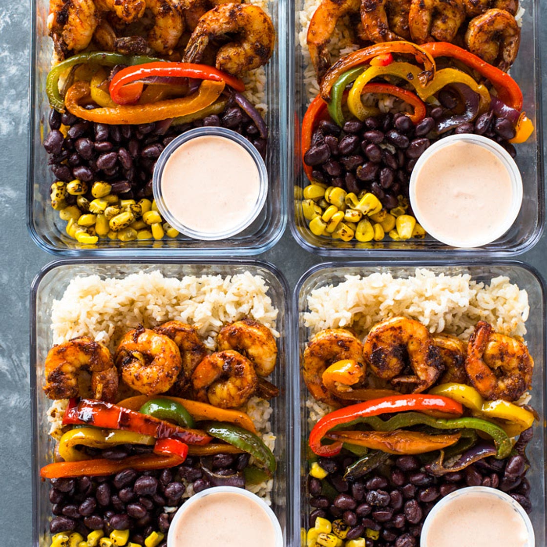 Meal-Prep Shrimp Burrito Bowls