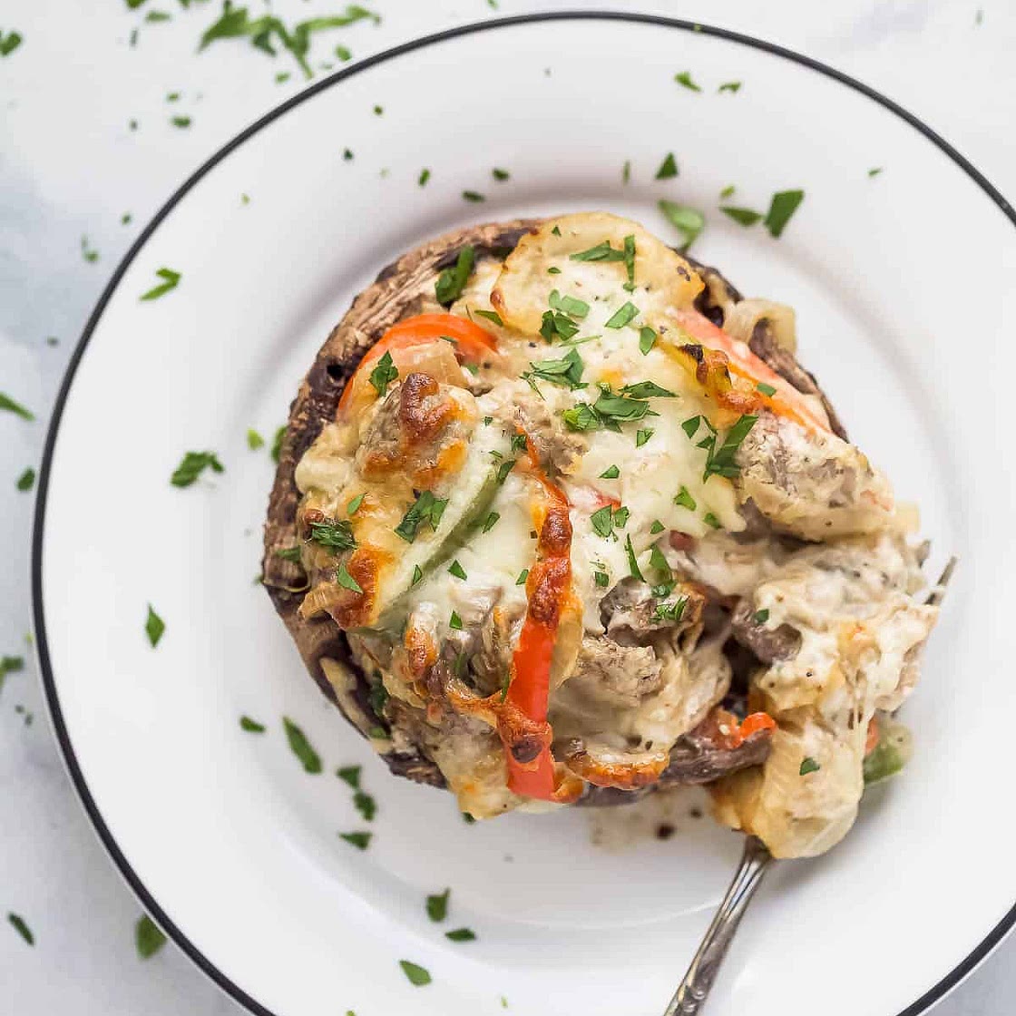 Philly Cheesesteak Stuffed Portobello Mushrooms
