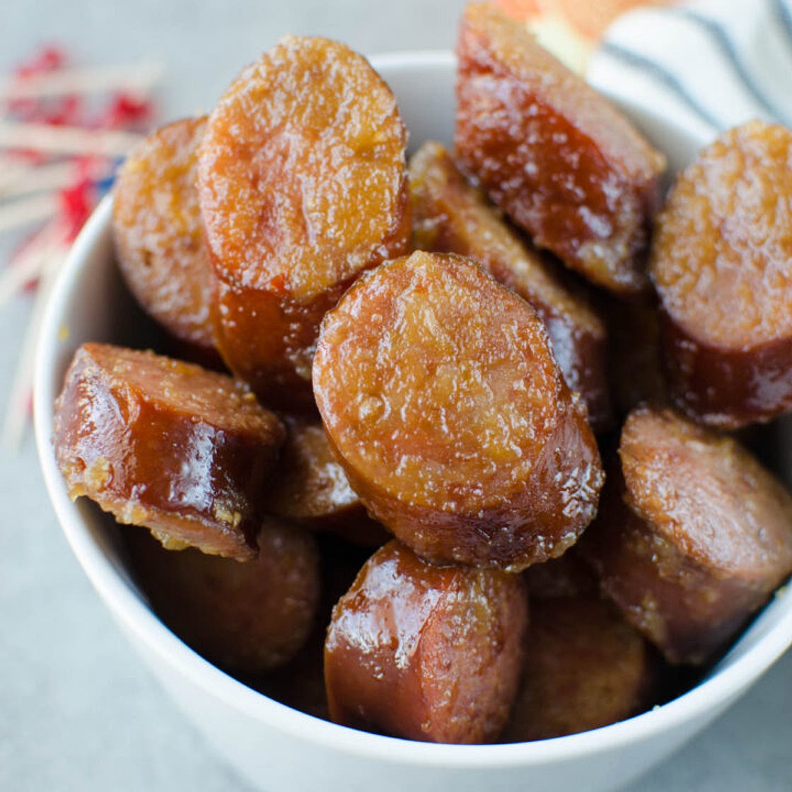 Slow Cooker Apple Kielbasa Bites