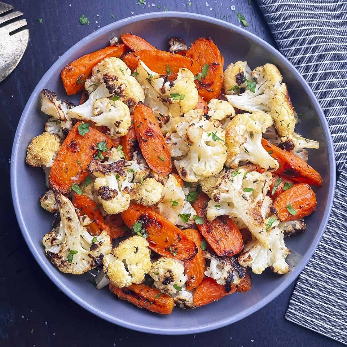 Simply Roasted Carrots and Cauliflower