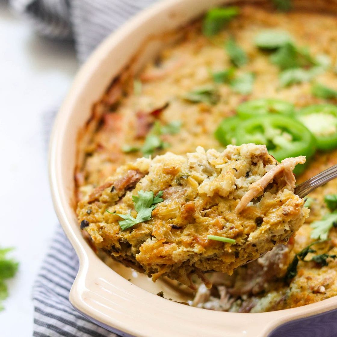 Salsa Verde Paleo Pulled Pork Casserole (Whole30, Low Carb)