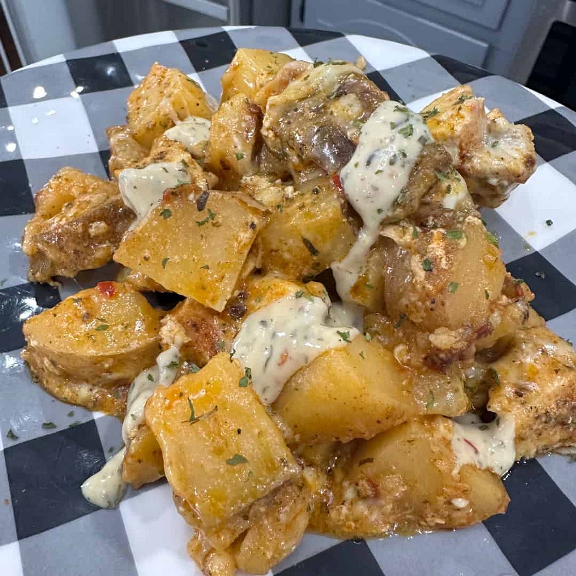 Crockpot Garlic Parmesan Chicken and Potatoes