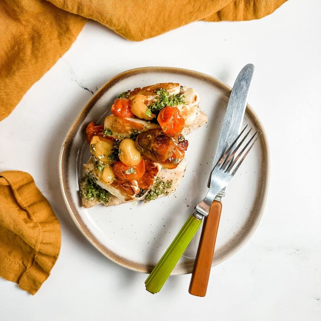 Basil Halloumi Chicken with Tomatoes