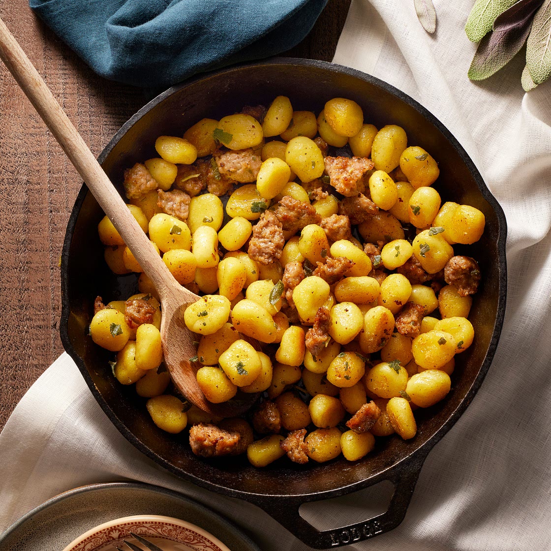 Crispy Gnocchi with Sausage and Sage Brown Butter