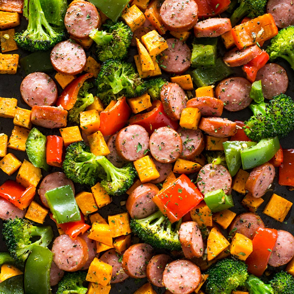 Healthy 20 Minute Sheet Pan Sausage and Veggies