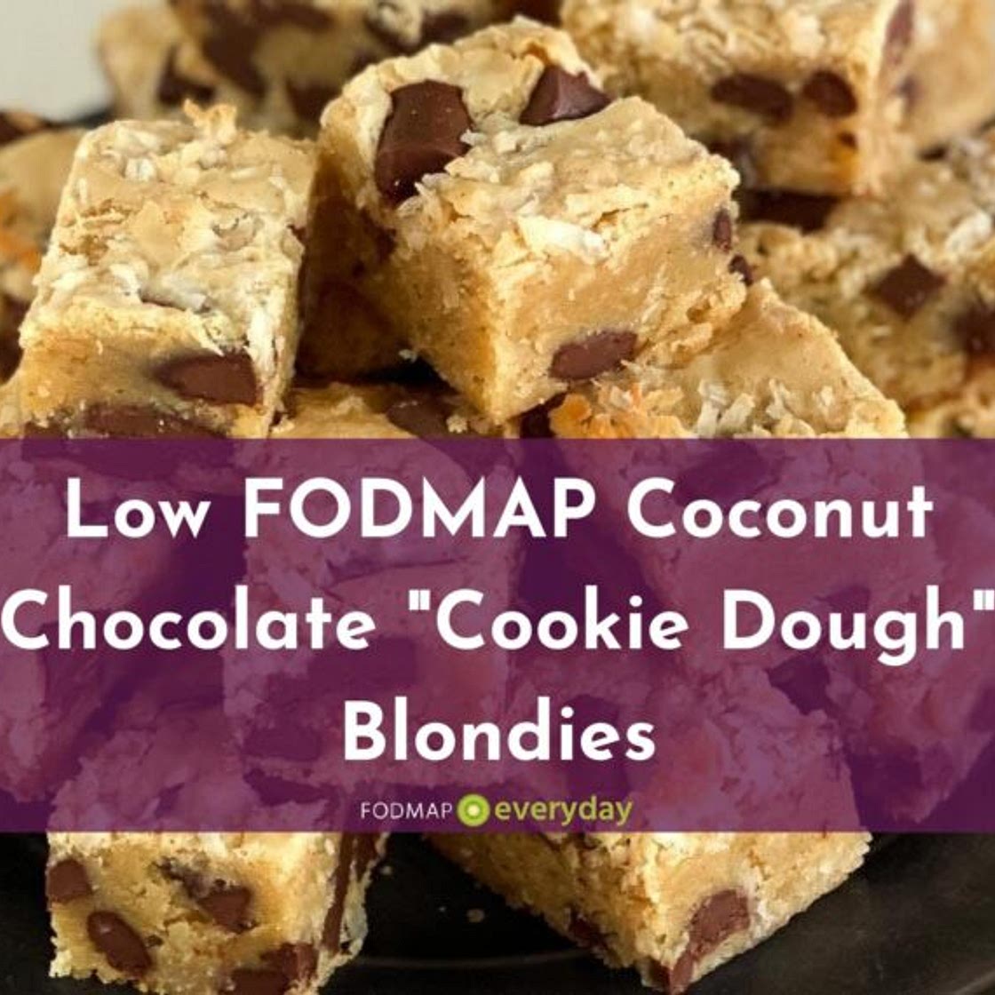 Low FODMAP Coconut Chocolate “Cookie Dough” Blondies