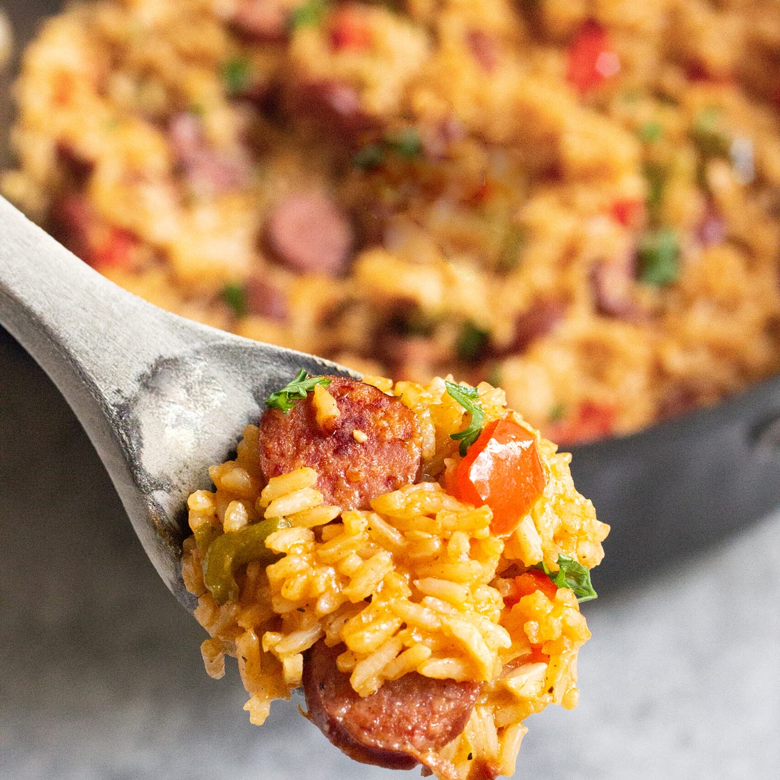 One Pot Sausage Peppers with Rice