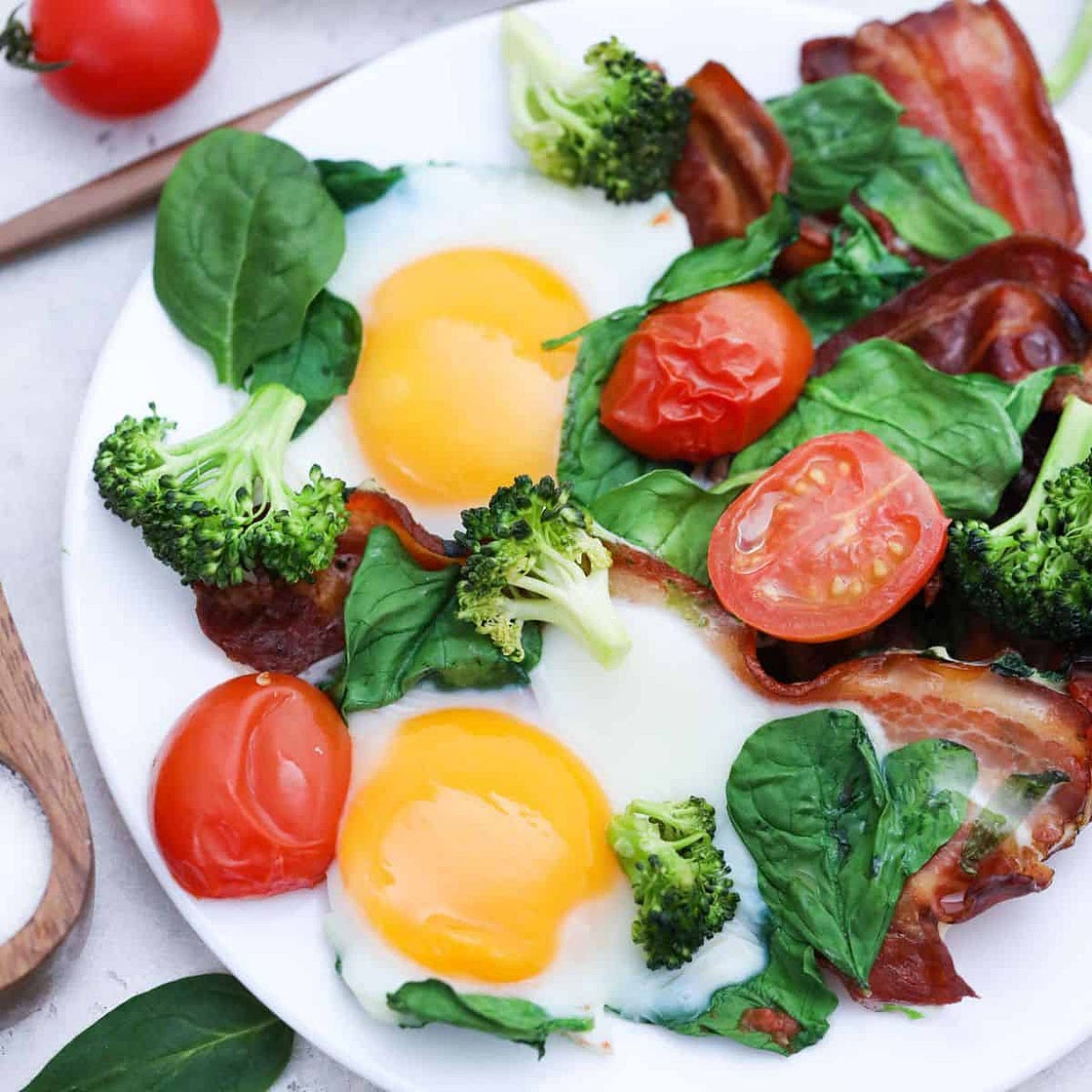 Sheet Pan Eggs with Bacon and Vegetables