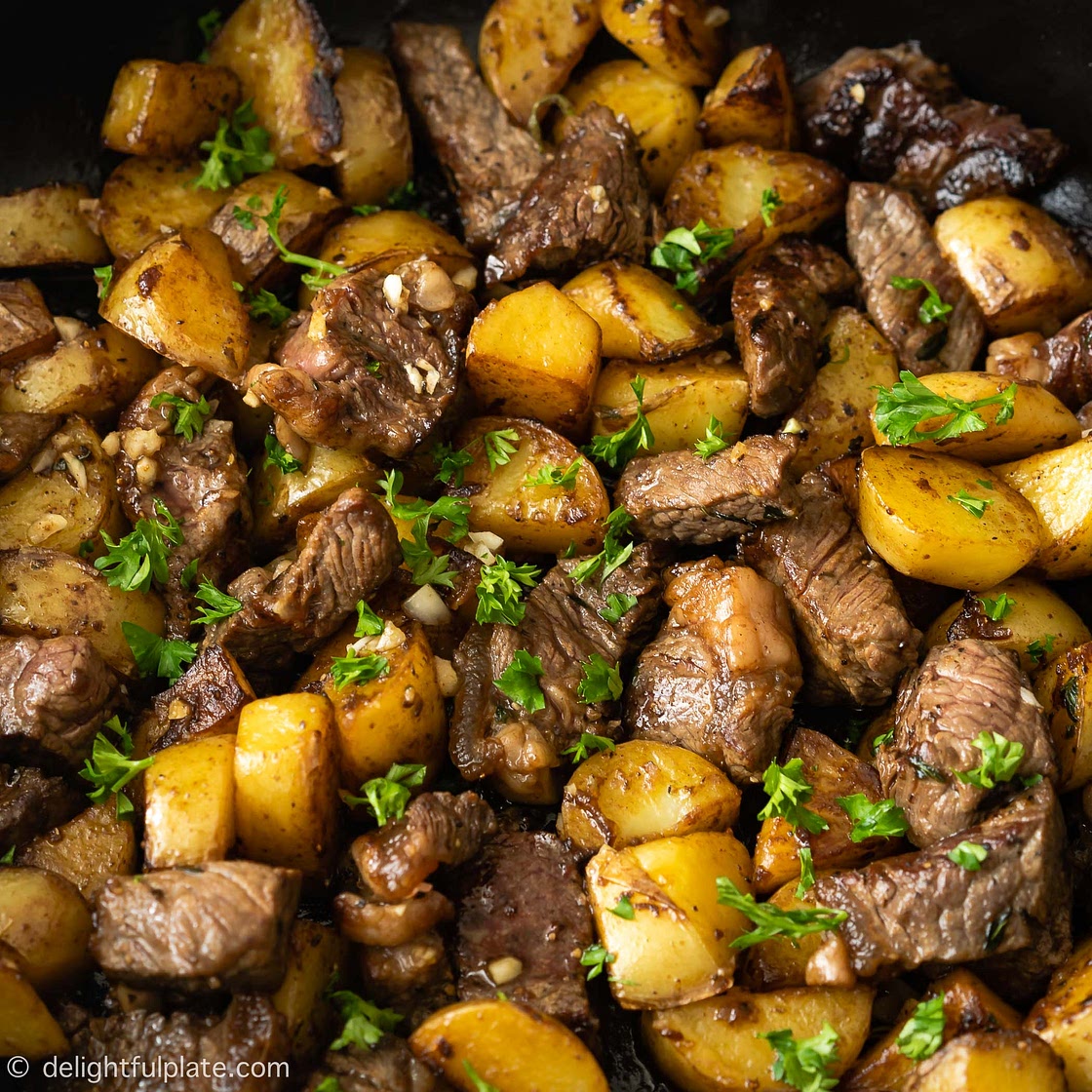 Asian Steak Bites and Potatoes