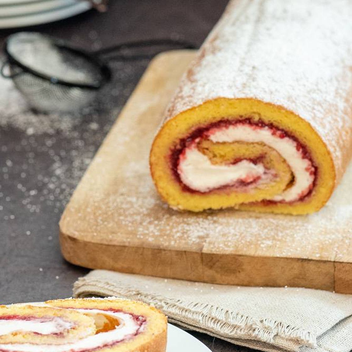 Raspberry Mascarpone Swiss Roll