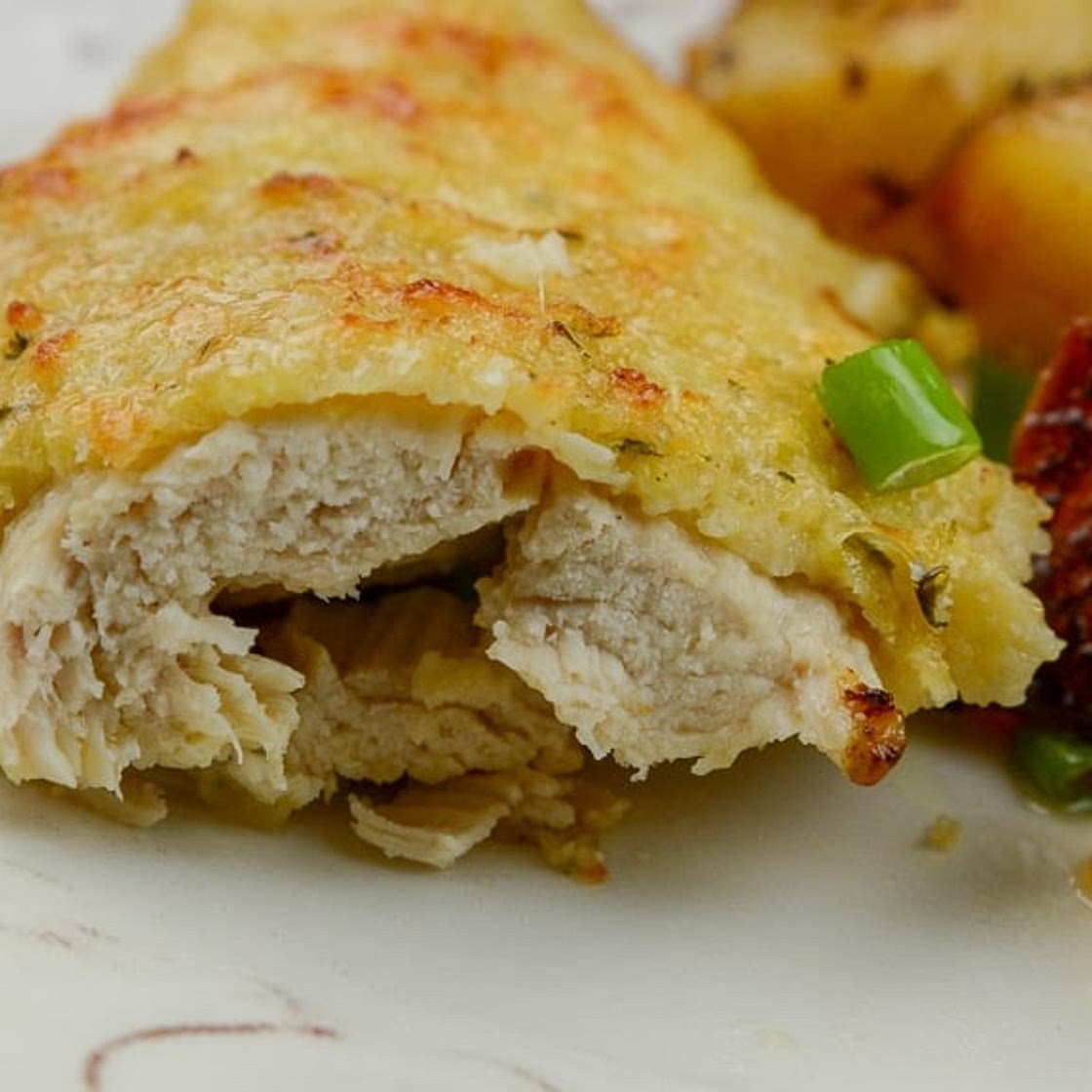 Ninja Foodi Garlic and Parm crusted chicken with roasted potatoes