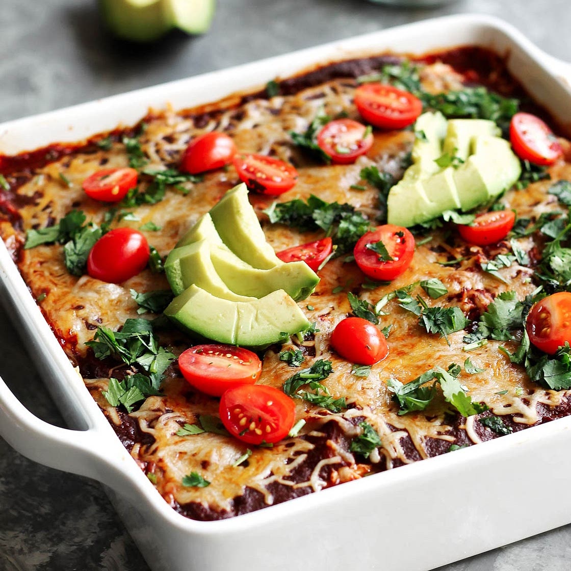 Low Carb Chicken Zucchini Enchilada Bake
