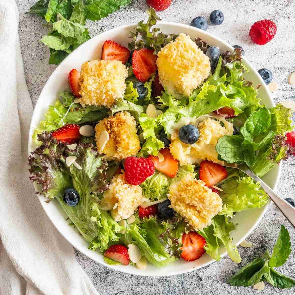 Summer Berry Salad with Air Fried Brie Bites