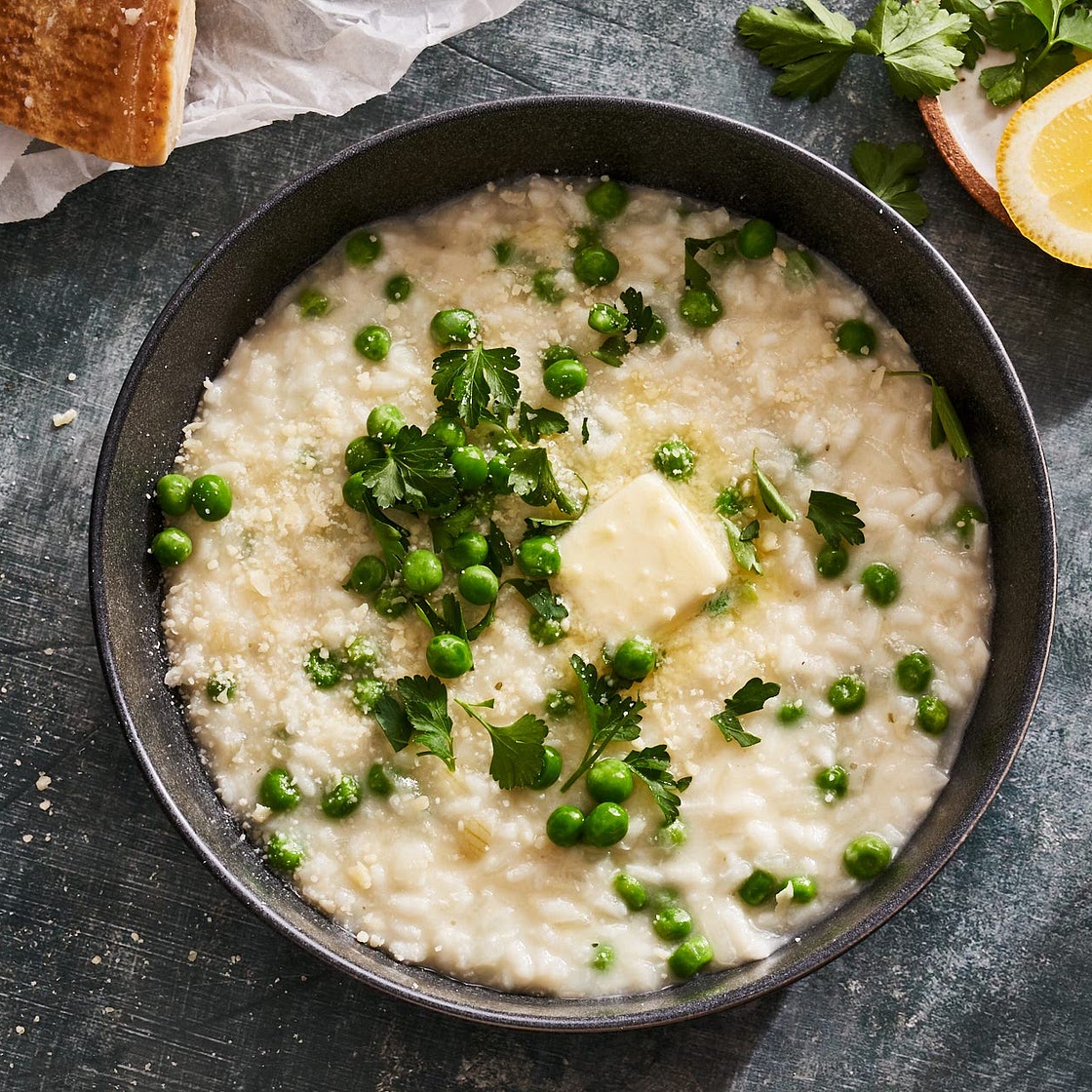 Baked Risotto with Lemon, Peas & Parmesan