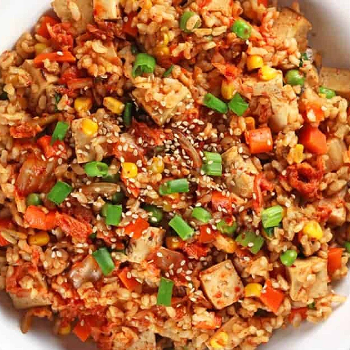 Vegan Kimchi Fried Rice (oil free!)