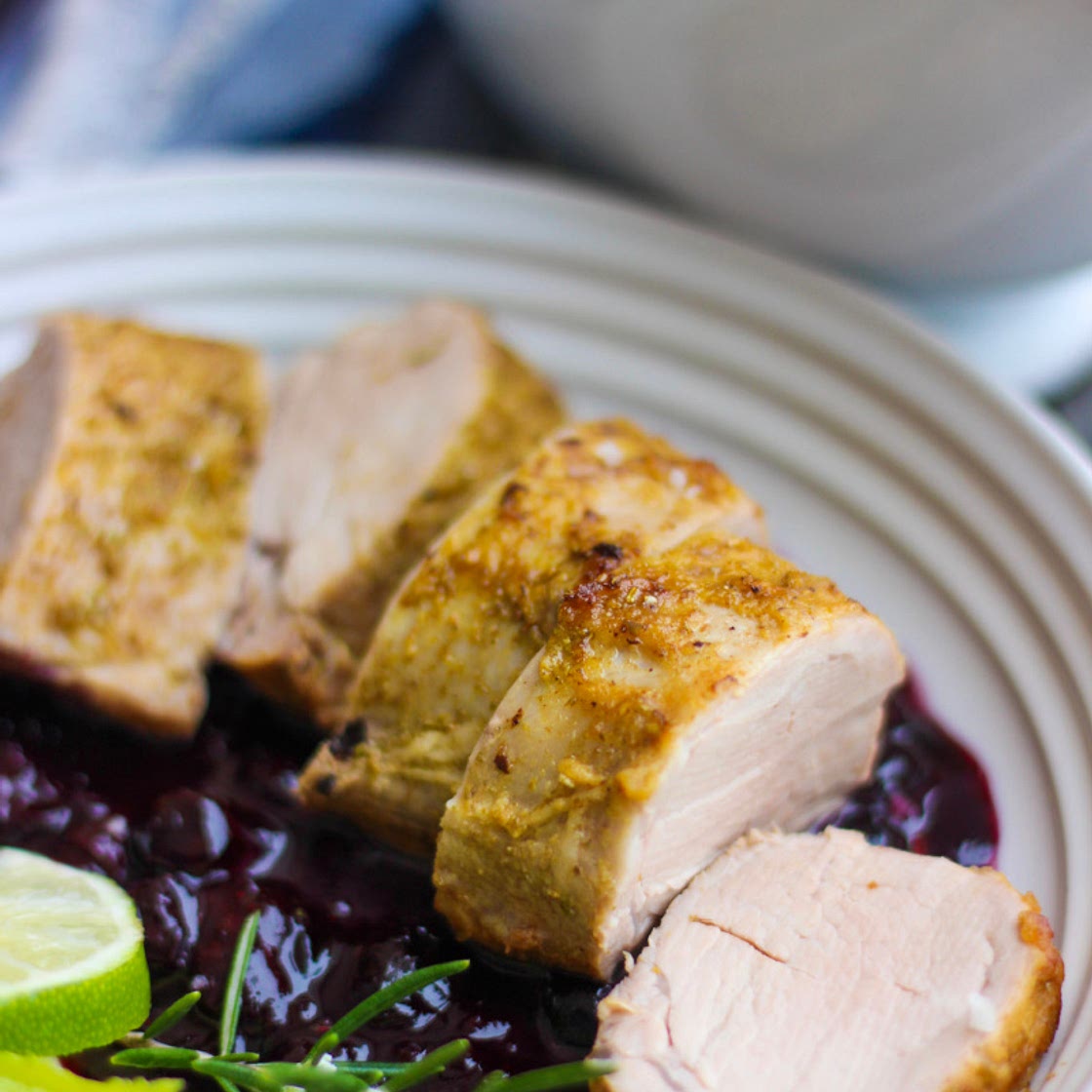 Pork Tenderloin with Blueberry Sauce (Paleo, Whole30, GF, AIP, Keto)