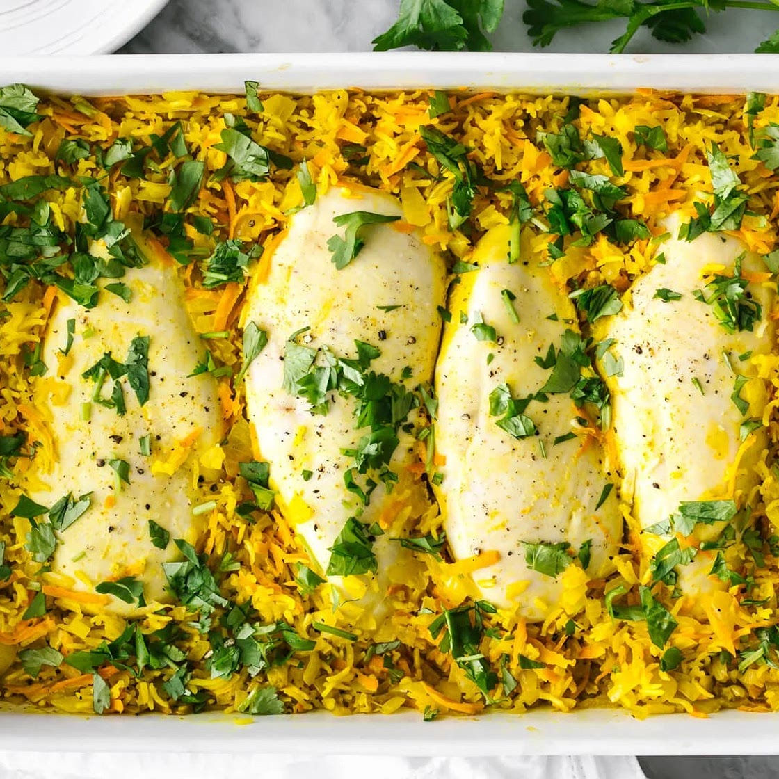 Turmeric Chicken and Rice Casserole