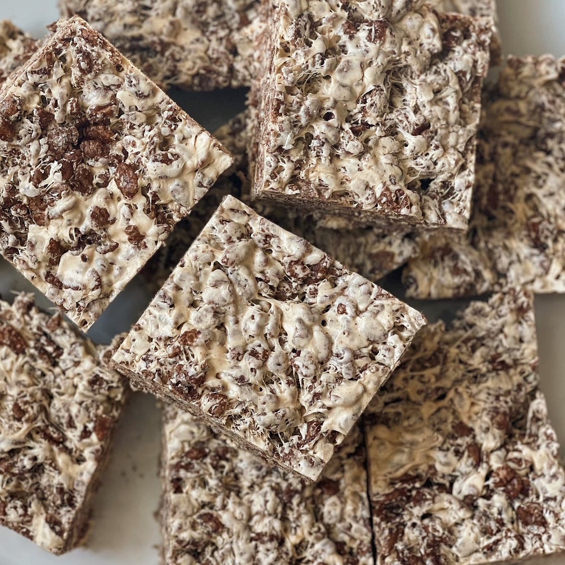Easy Protein Chocolate Peanut Butter Rice Krispies Treats