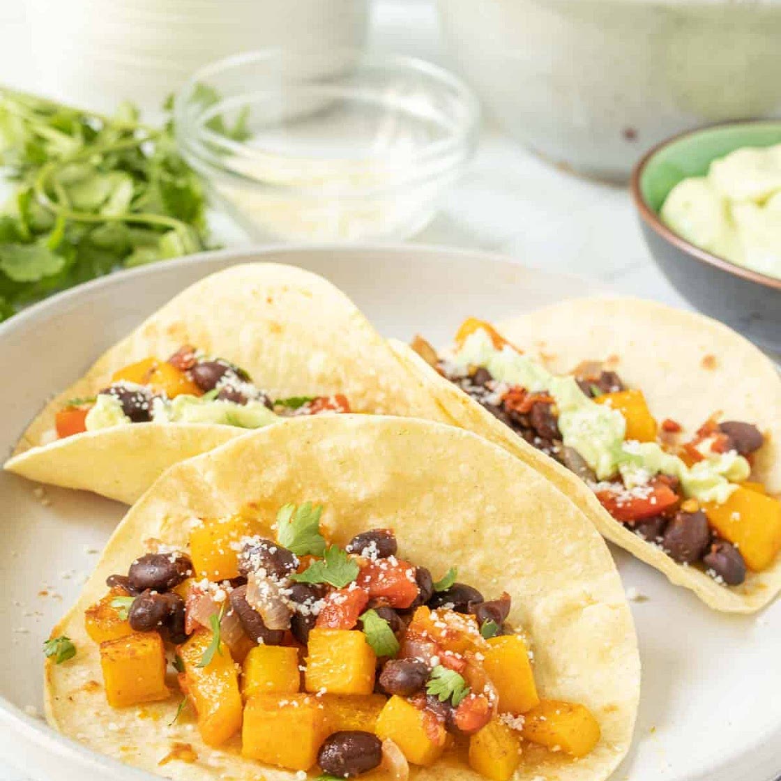 Butternut Squash Tacos with Black Beans