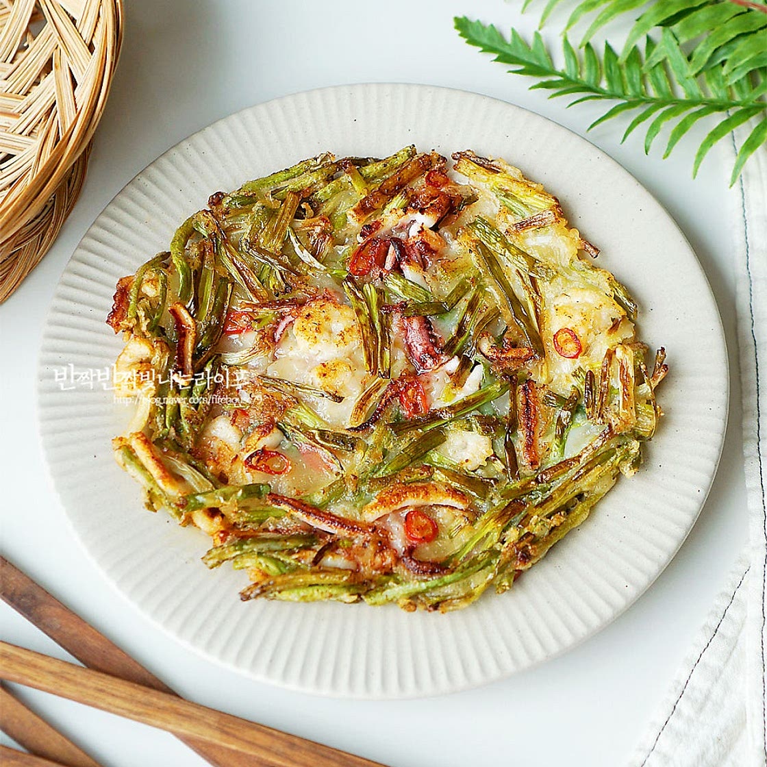 새우 파전 만들기 쪽파전 오징어 해물파전 레시피