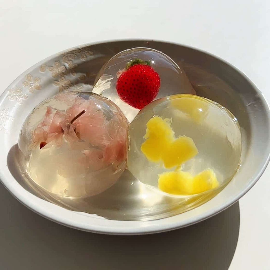 Raindrop Cake Recipe - Strawberry & Cherry blossom filling