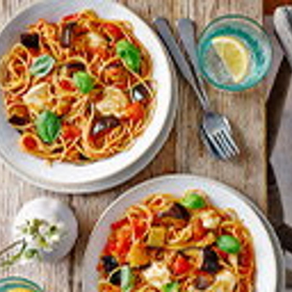 Aubergine Parmigiana one-pot pasta