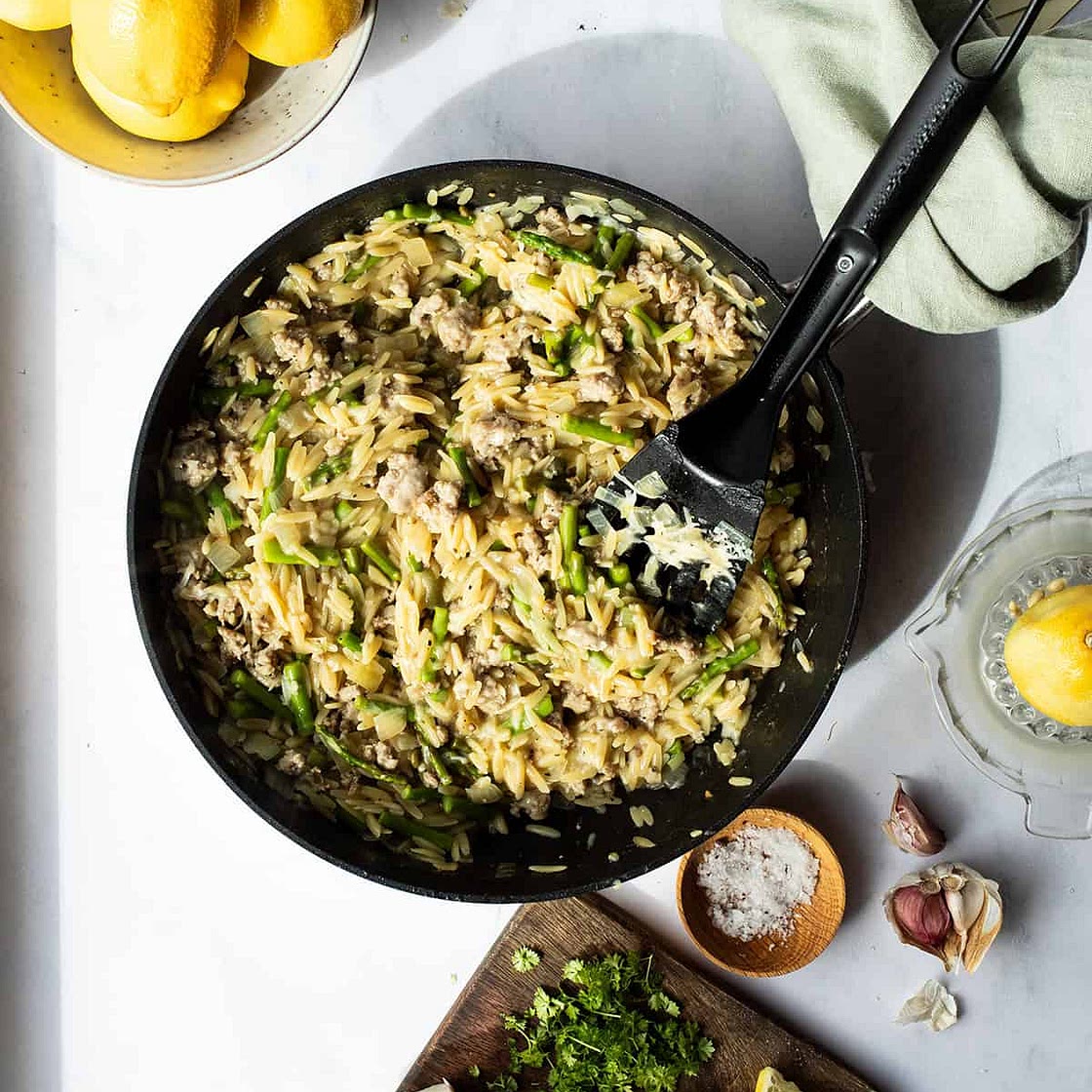 Lemon Parmesan Sausage Orzo
