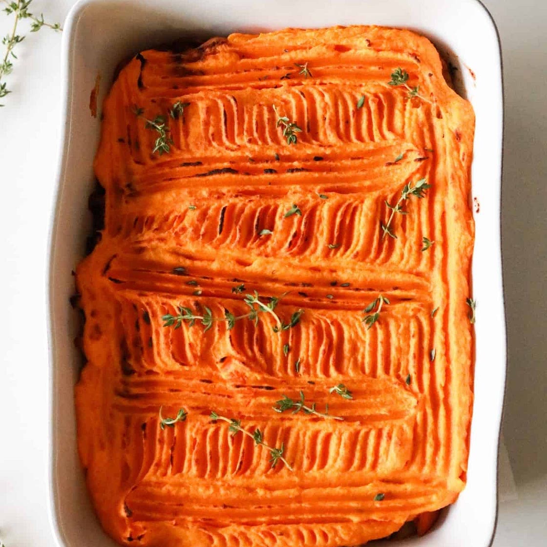 Shredded Chicken + Sweet Potato Shepherd's Pie