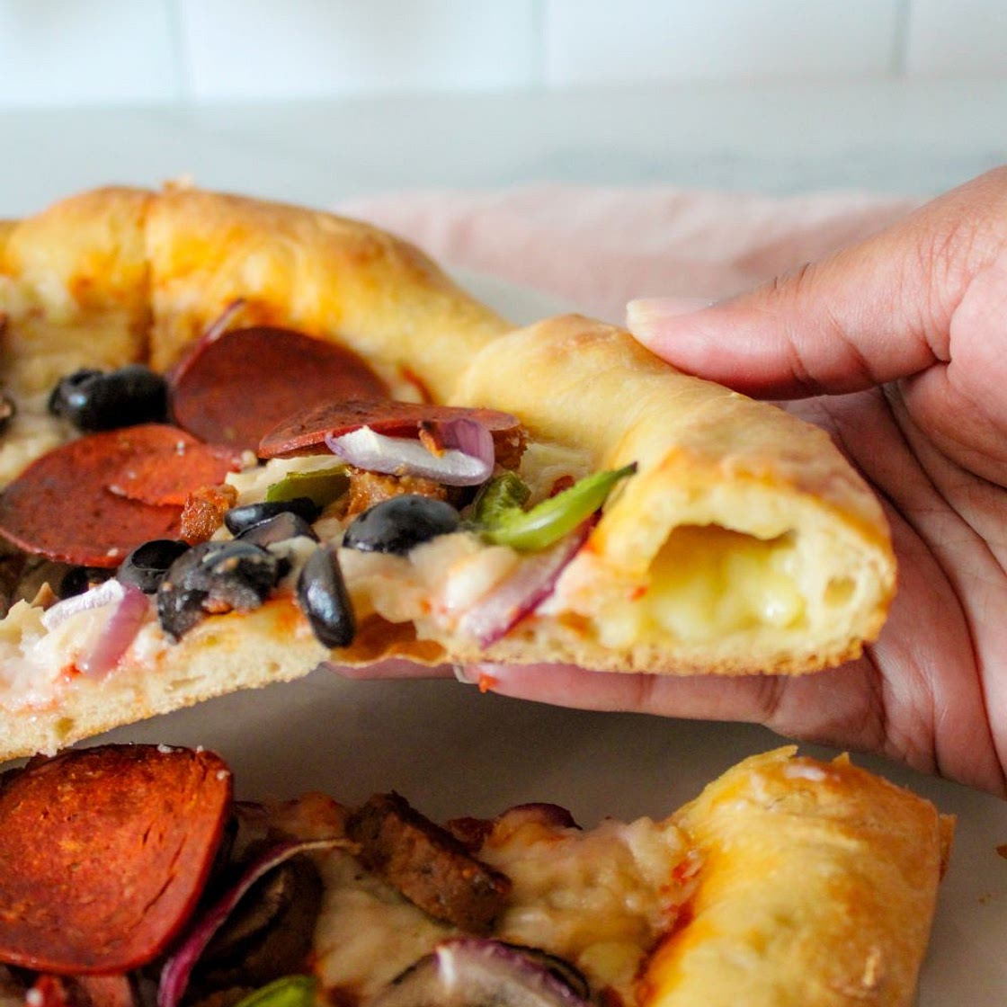 Easy Vegan Stuffed Crust Pizza