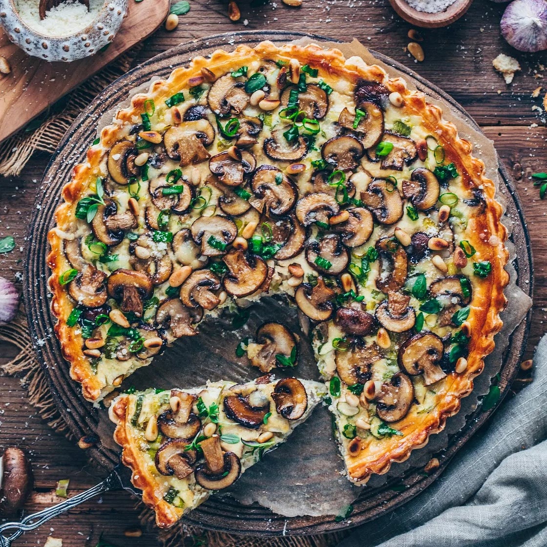 Champignon Lauch Quiche | Vegane Pilz-Tarte