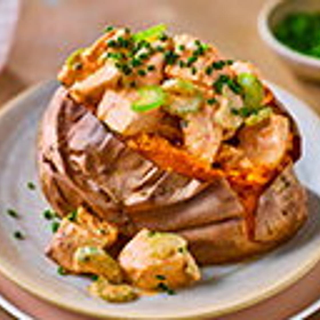 Buffalo-style chicken sweet potatoes