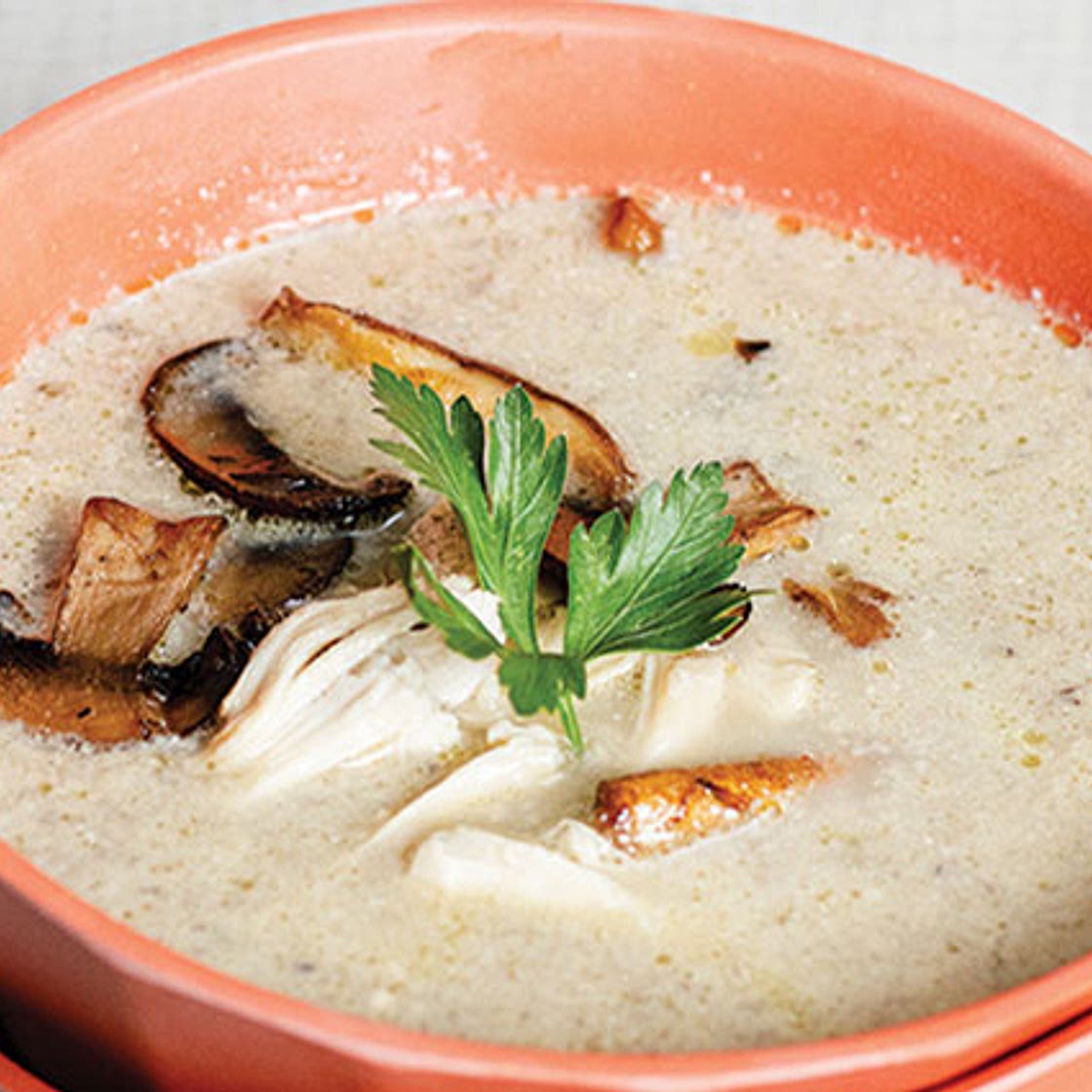 Tarragon Chicken and Wild Mushroom Bisque