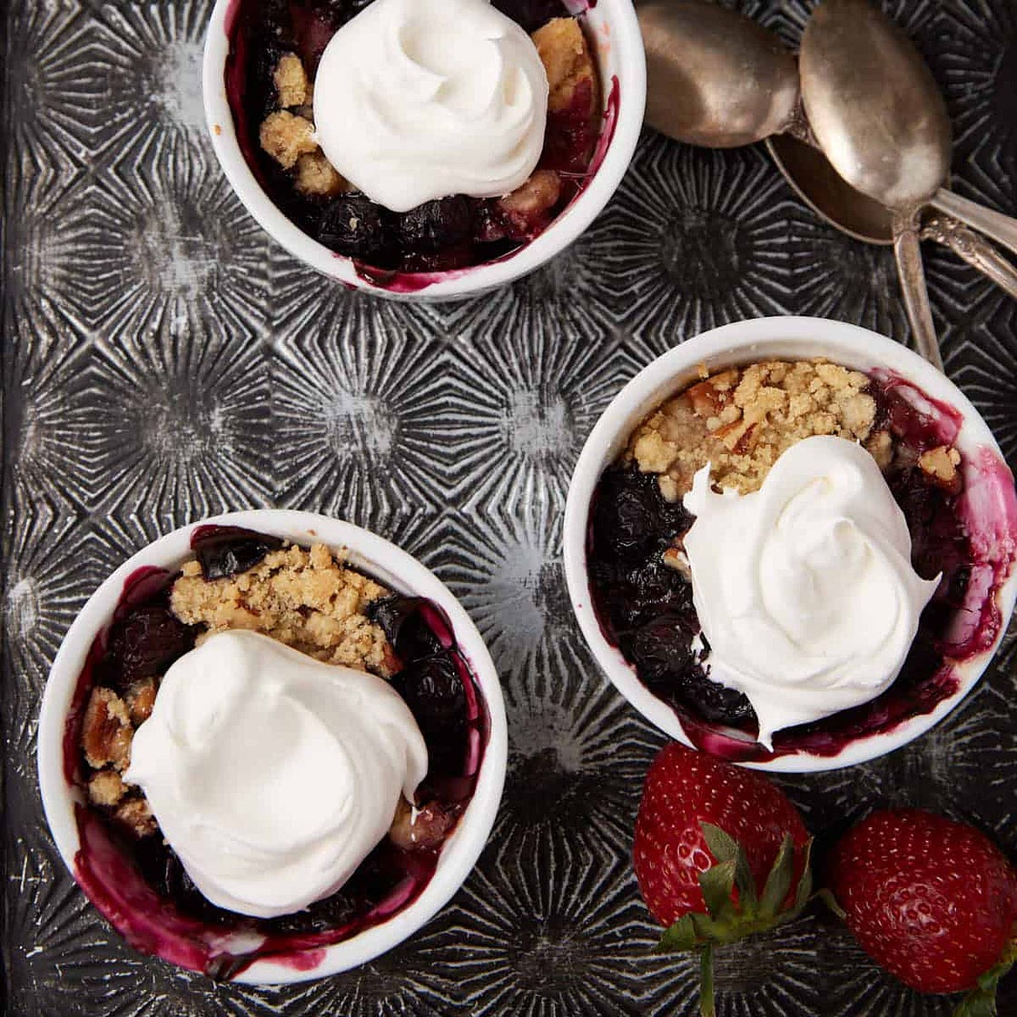 Baked Mixed Berry Fruit Crisp with Pecan Streusel