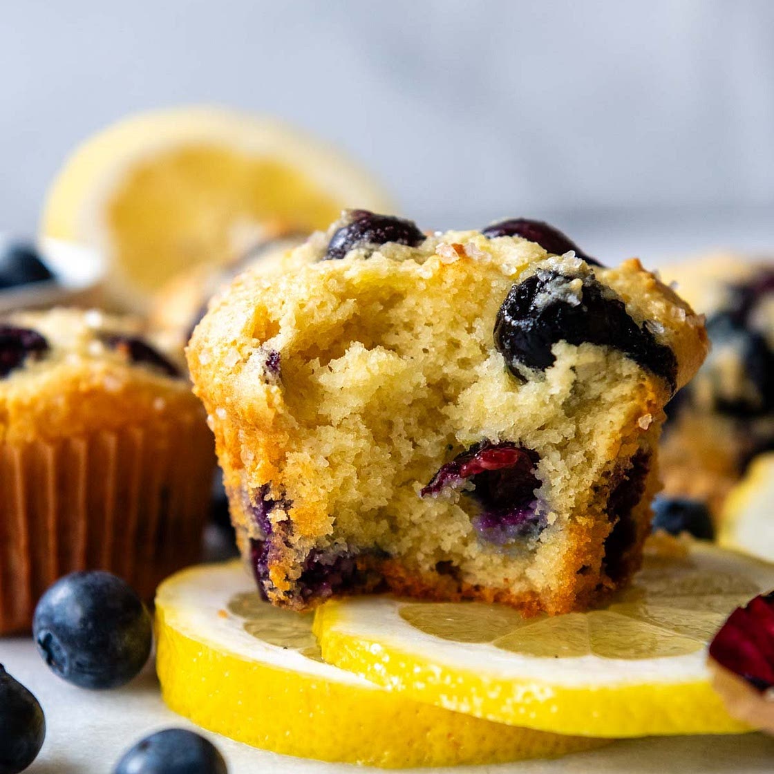 Impossibly Fluffy Almond Flour Blueberry Muffins