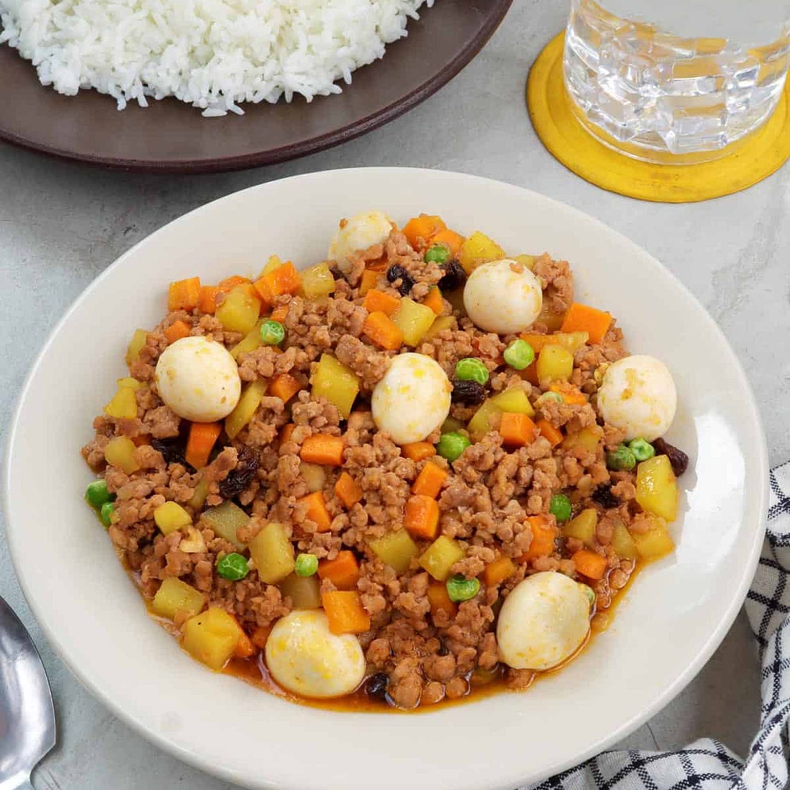 Pork Giniling with Quail Eggs