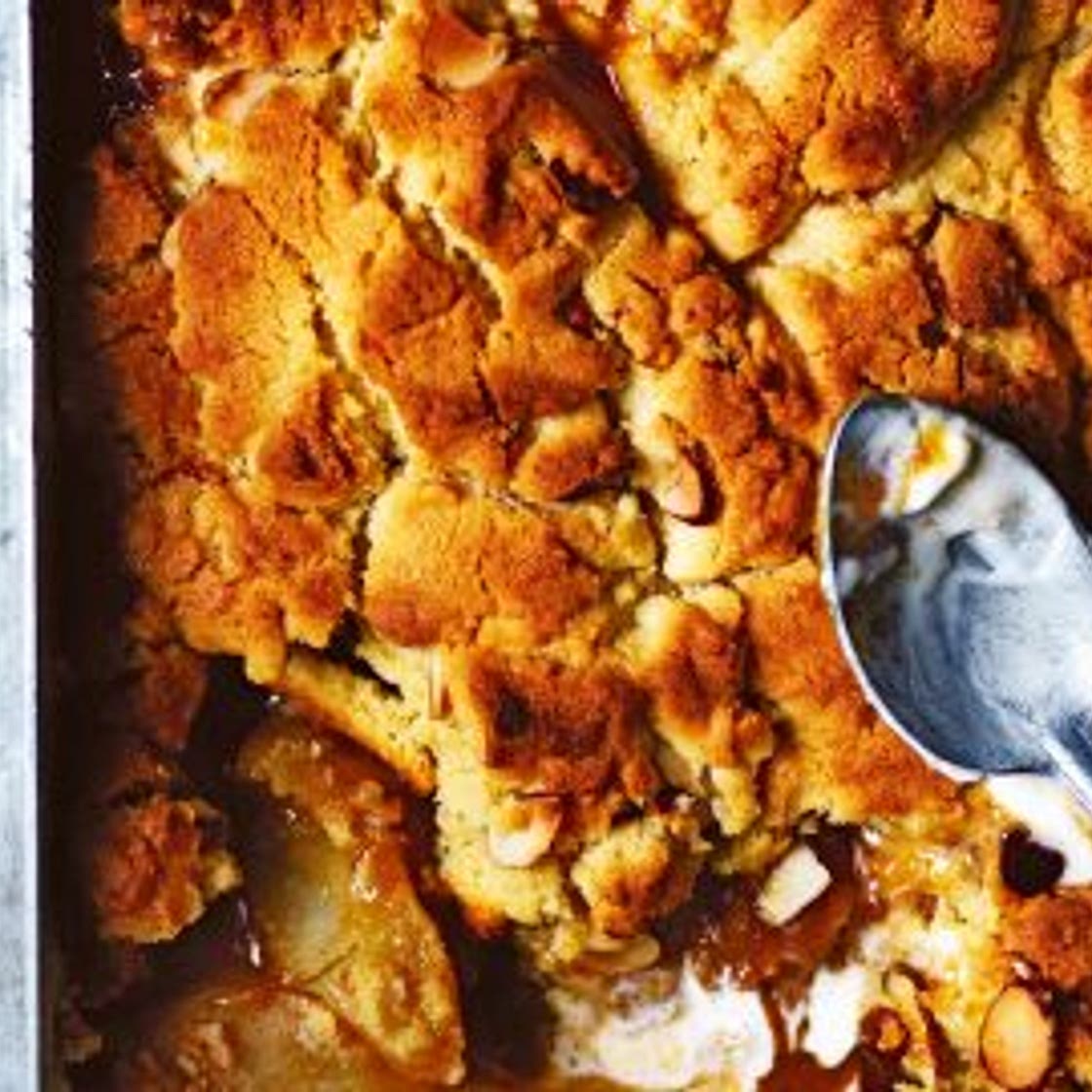 cobbler met honingkaramelperen