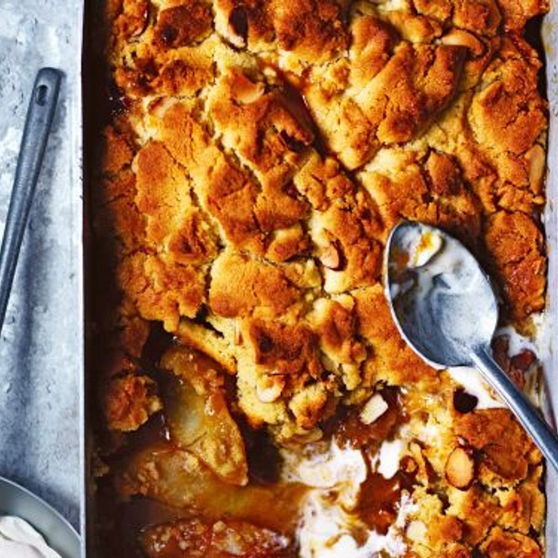 cobbler met honingkaramelperen