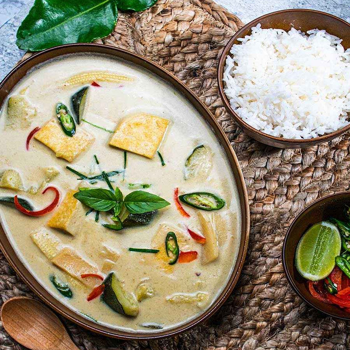 The Best Mild Thai Tofu Green Curry