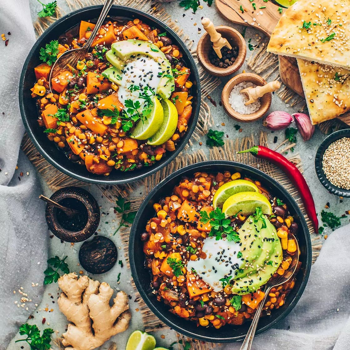 Veganes Kürbis-Linsen-Chili