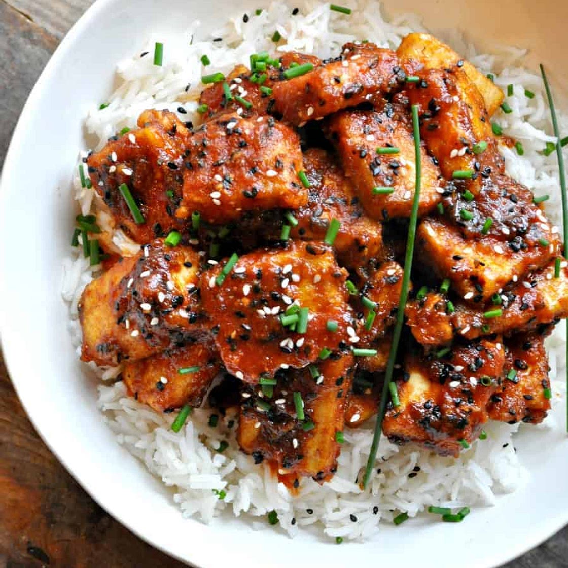 Vegan Crispy Korean BBQ Tofu