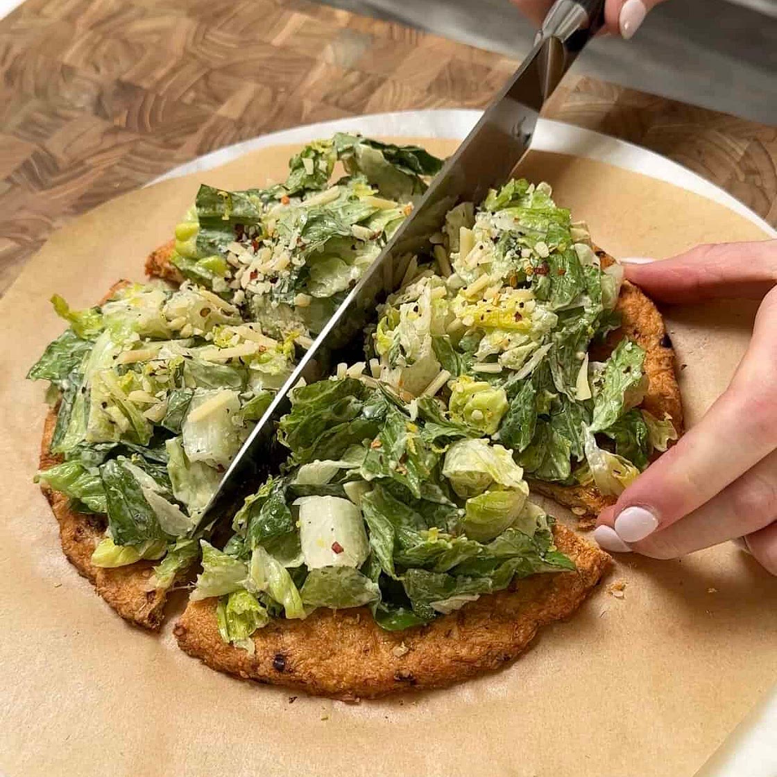 Protein-Packed Perfection: Chicken Pizza Crust Caesar Salad Recipe
